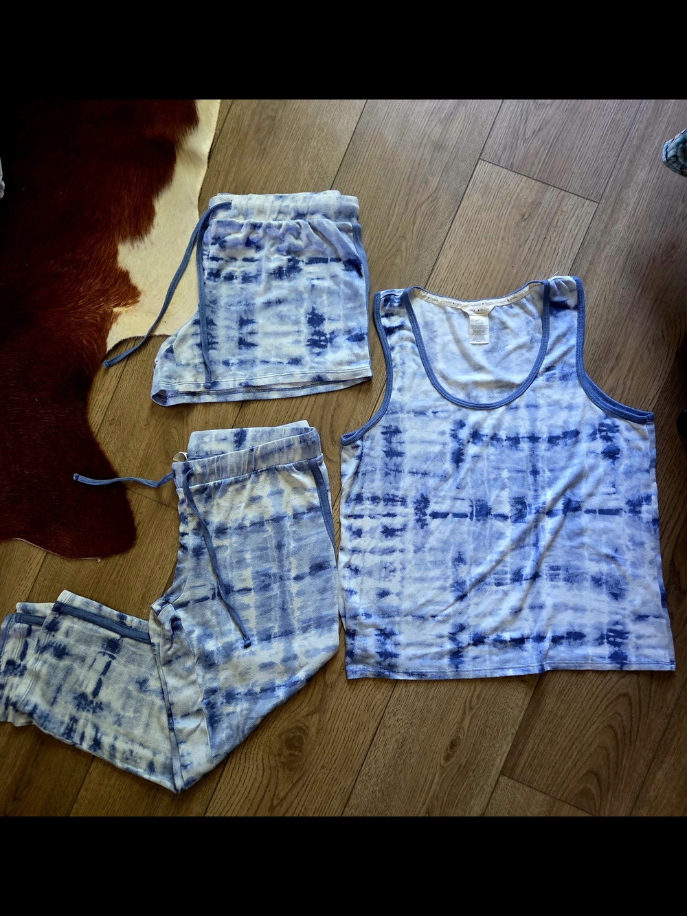 SET✨️ Lucky Brand Blue Tie-Dye Tank Top, Shorts & Pants PJ Set